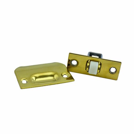 IVES COMMERCIAL Solid Brass Adjustable Roller Catch with Full Lip Strike Bright Brass Finish 335B3